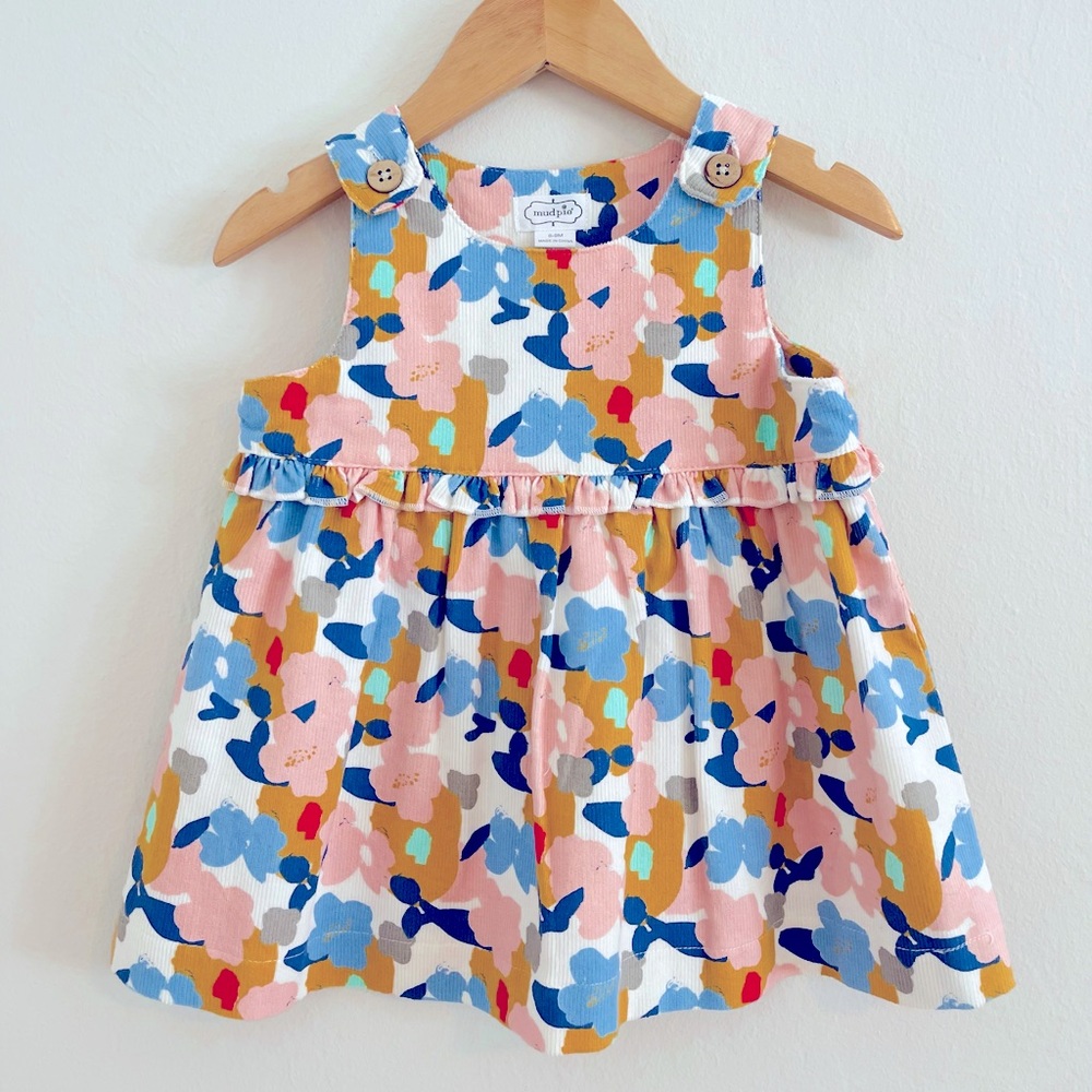 NEW Mud Pie Baby girl corduroy dress with floral design